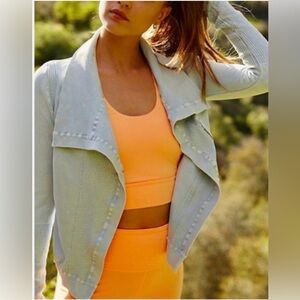 Free People Movement Seamless Mercury Moto Jacket- Ocean Breeze- Size XS/S